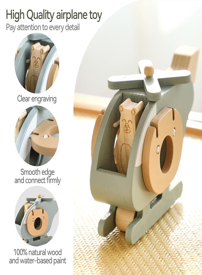 EERKEOD Wooden Airplane for Toddlers - Air Transport Vehicles Play Set, Montessori Push Toy for Babies, Children Birthday Gift - Image 2